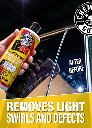 Chemical Guys C4 & P4 Clear Cut Correction Compound and Precision Paint Perfection Polish Combo - Removes Scratches, Swirls, Towel Marks, and Etching, Restores Gloss, Polishing Kit - 2 x 16 oz