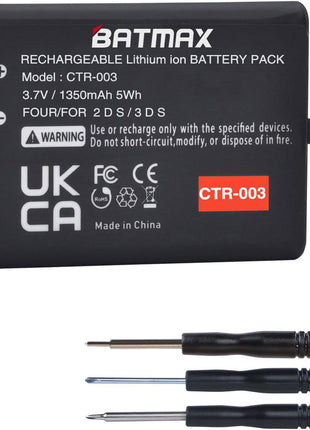 Batmax 1350mAh CTR-003 Battery for Nintendo 3DS 2DS Game Console