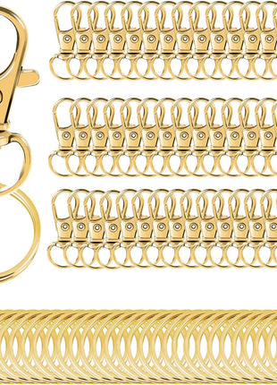100PCS Gold Swivel Clasps Lanyard Snap Hooks with Key Rings, Key Chain Clip Hooks Lobster Claw Clasps for Keychains Jewelry DIY Crafts