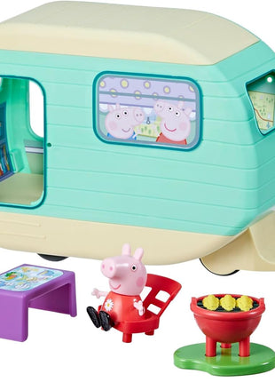 Peppa Pig Caravan Playset for Girls and Boys, 3 Figures, 6 Accessories, Preschool Toys, Kids Gifts, Ages 3+