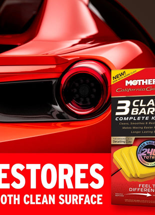 Mothers California Gold 3 Clay Bar Complete Kit, 3 80-gram Clay Bars + 16 oz. Instant Detailer + Microfiber Towel — Removes Contaminants, Restores Brilliance & Smoothness of Paint (07240)