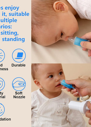Nasal Aspirator Baby & Portable Hand Puller Nose Sucker, Strong Suction | Easy to Operate | Reusable | Easy to Carry & Soft Silicone Nose Cleaner for Baby Infant, Negative Pressure Principle