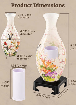 Pintoo 3D Puzzle Vase Unique Flower Vase Made By 160 Curved Plastic Puzzle Pieces House Warming Gift for Flower Arrangements and Home Decoration - [S1035] (Translucent, Flowers and Birds)