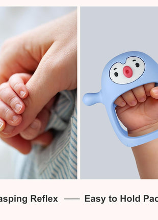 Baby Teething Toys for 0-6Months, Penguin Teethers for Babies 3-6Months | Hand Teether for 0-6M |Teething Mittens for Teething Relief, Baby Pacifier |New Born Essentials, 2Pack