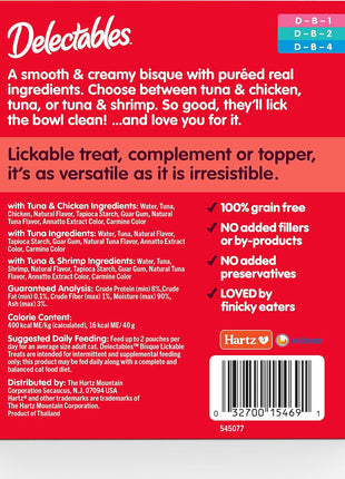Delectables Bisque Lickable Wet Cat Treats - Chicken, Tuna & Shrimp, 12 count