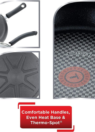 T-Fal Ultimate Hard Anodized Nonstick Fry Pan Set 2 Piece, 8, 10 Inch, Oven Broiler Safe 400F, Kitchen, Cookware, Pots and Pans Set Non Stick, Frying Pans, Dishwasher Safe, Onyx
