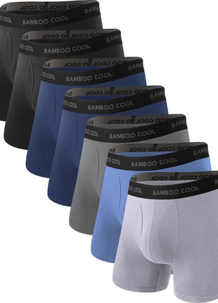 BAMBOO COOL Men's Ultra Breathable Underwear,No Riding Up Boxer Briefs with ComfortFlexible Waistband,Multipack