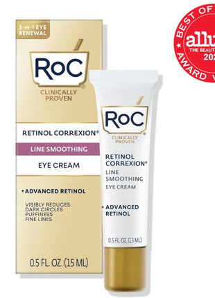 RoC Retinol Correxion Under Eye Cream for Dark Circles & Puffiness, Daily Wrinkle Cream, Anti Aging Skin Care Treatment Women and Men, 0.5 oz (Packaging May Vary)