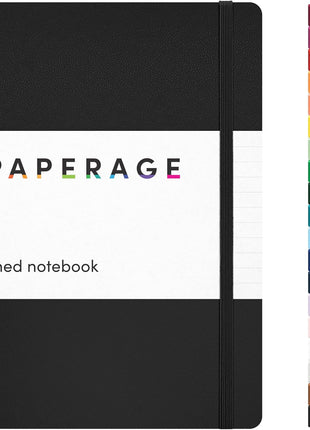 PAPERAGE Lined Journal Notebook, (Black), 160 Pages, Medium 5.6 in x 8 in - 100 GSM Thick Paper – Hardcover Journaling Notebook for Work, School & Note Taking