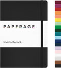 PAPERAGE Lined Journal Notebook, (Black), 160 Pages, Medium 5.6 in x 8 in - 100 GSM Thick Paper Hardcover Journaling Notebook for Work, School & Note Taking