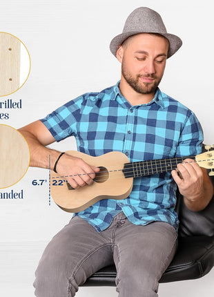 DIY Ukulele Kit - Build Your Own Guitar with 21-Inch Soprano Ukelele Kit, Includes 33 Pieces Make Your Own Ukulele Acoustic Guitar DIY Projects