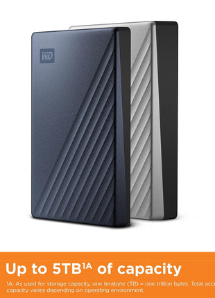 WD 2TB My Passport Ultra, Blue, Portable External Hard Drive, backup software with defense against ransomware, and password protection, USB-C and USB 3.1 - WDBC3C0020BBL-WESN