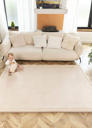 Hakuna Matte CloudSoft Mat for Floor 60" x 80" Beige | Coral Velvet high-density foam Rug – Non-Slip, Water-Resistant