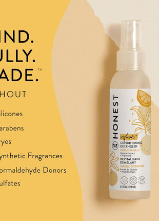 The Honest Company Conditioning Hair Detangler | Leave-in Conditioner + Fortifying Spray | Tear-free, Cruelty-Free, Hypoallergenic | Citrus Vanilla Refresh, 4 fl oz