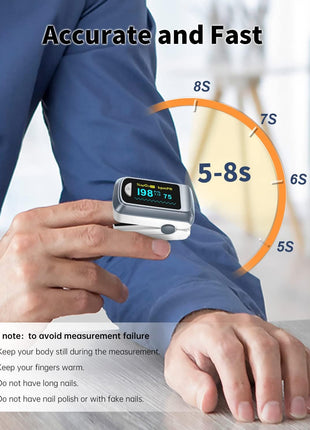 Fingertip Pulse Oximeter Blood Oxygen Saturation Monitor Pulse Ox, Heart Rate and Fast Spo2 Reading Oxygen Meter with OLED Screen Included Lanyard and 2 x AAA Batteries