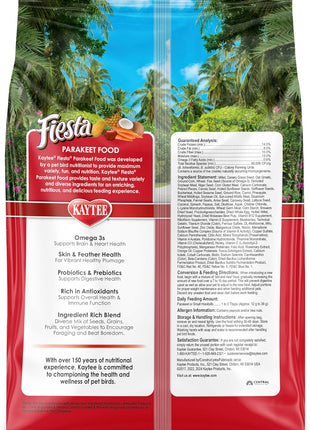Kaytee Fiesta Parakeet Food, Nutritious and Fun Blend, Supports Skin, Feather, Digestion, Brain and Heart Health, 2 pounds
