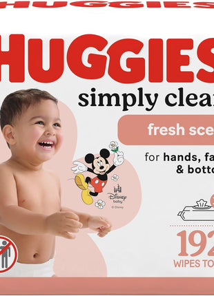 Huggies Simply Clean Fresh Scent Baby Wipes, 3 Flip-Top Packs of 64 (192 Wipes Total), Packaging May Vary