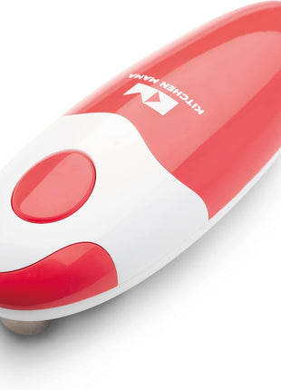 Kitchen Mama Auto Electric Can Opener, Red | Automatic, Hands Free, Smooth Edge, Food-Safe, Battery Operated