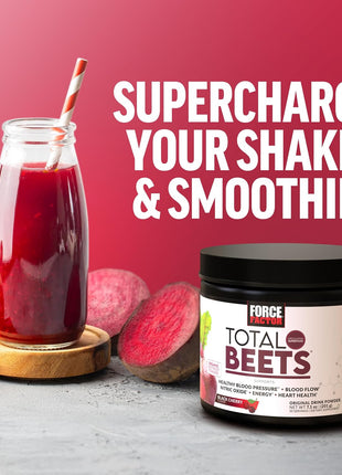 Force Factor Total Beets Drink Mix to Support Circulation & Blood Flow | with Nitrates to Support Healthy Blood Pressure, Nitric Oxide, Energy & Cardiovascular Heart Health, 60 Servings, 2-Pack