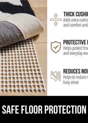GORILLA GRIP Strong Rug Pad Gripper, US Designed, Grips Keep Area Rugs Safe and in Place, Thick, Slip and Skid Resistant Pads for Hard Floors, Under Carpet Mat Cushion and Hardwood Protection 2x3 FT