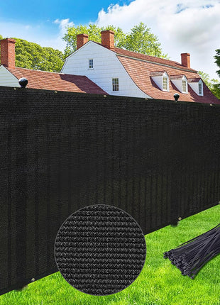 UPGRADE Privacy Screen 6' x 50' Fence Commercial Shade Cover with Brass Grommets Heavy Duty Perfect for Outdoor Back Yard, Black, Customizable
