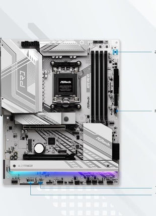 ASRock X870 Pro RS AMD Ryzen Socket AM5 ATX Motherboard DDR5 DIMMs 8000 MHz 256 GB PCIe Gen5 SATA3 6.0 Gb/s