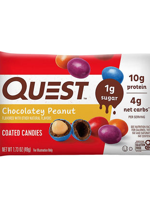 Quest Nutrition Coated Candies, Chocolatey Peanut, 1g Sugar, 10g Protein, 4g Net Carbs, Gluten Free, Keto Friendly, 12 Count