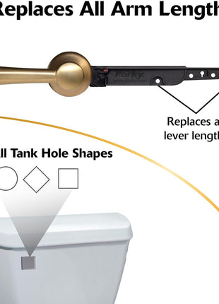 Korky 6094BP StrongARM Tank Lever, Universal to Fit Front Angled Side Left and Right Mount Toilets, Brushed Gold, Simple Style