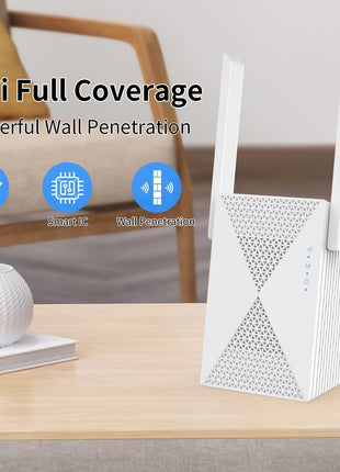 JoyLantern WiFi Extender with ethernet Port and Access Point, Covers up to 9999 sq.ft, Supports 60+ Devices, Features Easy Setup for Extended Range.