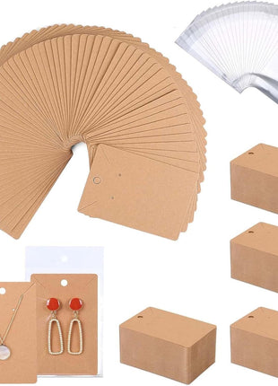 Works Great Earring Display Cards - Well-made 3.5 x 2.4 Inches Earring Cards with Good Paper Quality, Plus Clear Packaging Bags That Don't Tear Easily, for Earrings Necklace Jewelry Cards
