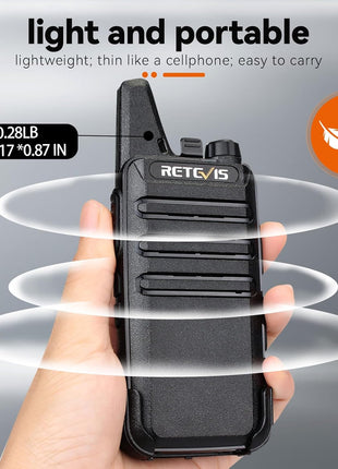Retevis RT22 Two Way Radio Long Range Rechargeable,Portable 2 Way Radio, USB-C Charging, Handsfree Walkie Talkies for Adults Cruise Hiking Camping(4 Pack)