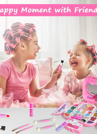 Topsolid Kids Makeup Kit With Mirror - Real Washable Makeup Set for Girls 5-8, Princess Toys Cosmetic Set, Christmas & Birthday Gifts for 3-8 Year Old Girls