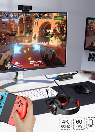 Capture Card, 4K HDMI Video Capture Card, Game Capture Card, 1080P 60FPS Video Capture Device, HDMI to USB 3.0 Capture Card for Streaming, Work with Camera/Xbox/PS4/PS5/PC/OBS