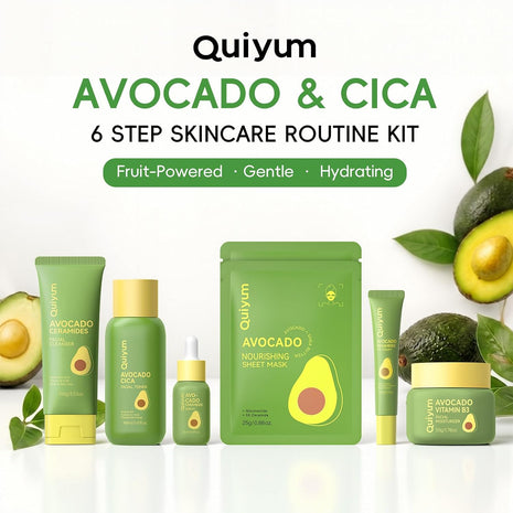 QUIYUM Avocado CICA Skin Care Set, Beauty Routine for Women Teen Girl 9PCS