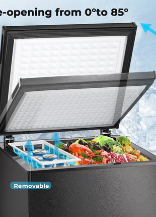 Electactic Chest Freezer 2.0 Cubic Feet Compact Freezer with 2 Removable Baskets, Free Standing Top open Door Deep Freezer, Adjustable Temperature for Home Dorm, Bar, Basement, Kitchen