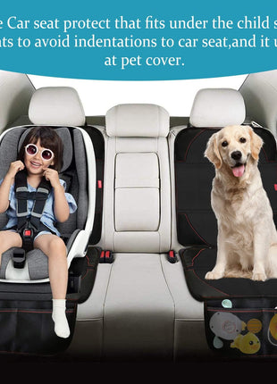 MORROLS Car Seat Protector, 2 Pack Carseat Protector with Thick Padding, Baby/Pets for Child Car Seat-Mesh Pockets-Waterproof-Universal Size(Black)