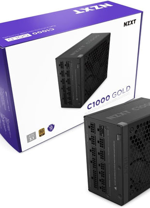 NZXT C1000 Gold ATX 3.1 - Fully Modular Low-Noise PC Gaming Power Supply - 1000 Watts - 80 Plus Gold - 12V-2x6 Connector - Zero Fan Mode - 100% Japanese Capacitors - Black