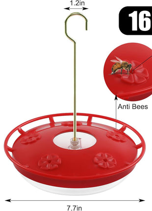 FEED GARDEN Hummingbird Feeders for Outdoors, 2 Pack 16oz Leak-Proof Disc Feeder with Built-in Ant Moat, 5 Feeding Ports, Wide Mouth Easy Clean, BPA-Free Plastic for Garden Patio Backyard