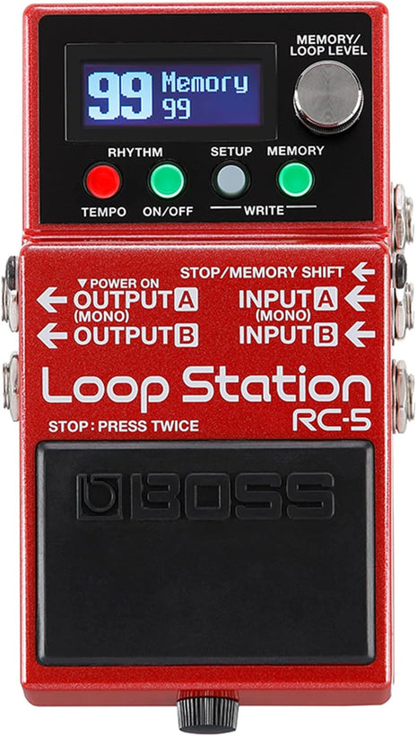 BOSS RC 5 Loop Station | Advanced Looping Features in a Compact Pedal | 32 Bit AD/DA and 32 bit Floating Point Processing | 13 Hours Record Time | Multi Color LCD | MIDI/IO & USB Connectivity