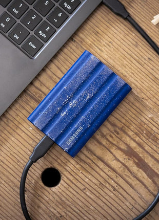 Samsung T7 Shield Portable SSD 2TB, USB 3.2 Gen 2, Up to 1,050 MB/s | Rugged, IP65 Water Resistant, for Photographers, Content Creators and Gaming, External Solid State Drive (MU-PE2T0R/AM), Blue