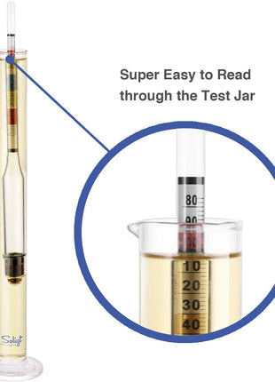 SOLIGT Triple Scale Hydrometer and Glass Test Jar for Wine, Beer, Mead & Cider   ABV, Brix and Gravity Test Kit