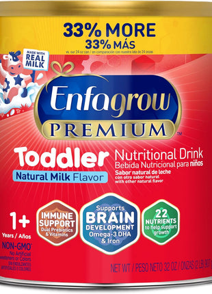 Enfagrow Premium Toddler Milk Nutritional Drink, Enfagrow Toddler Drink, Try Our Brain-Supporting Trio, 32oz Can