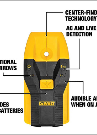 DEWALT Stud Finder, 3/4", Locate Framing Studs Efficiently with LED Arrows, Ideal for Wood and Metal, AAA Batteries Included (DW0100)