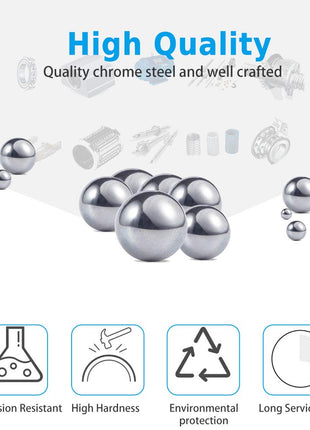 600 Piece 6 Sizes Assorted Loose Bicycle Bearing Balls 1/4" 7/32" 3/16" 5/32" 1/8" and 3/32"