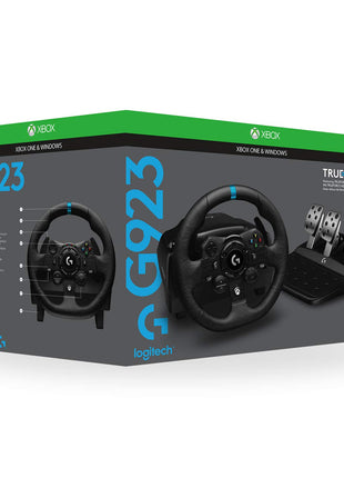 Logitech G923 Racing Wheel and Pedals for Xbox X|S, Xbox One and PC Featuring TRUEFORCE up to 1000 Hz Force Feedback, Responsive Pedal, Dual Clutch Launch Control, and Genuine Leather Wheel Cover