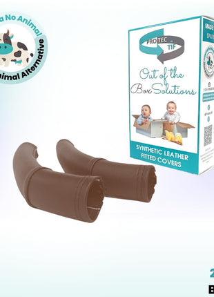 PROTEC TIF | Dark Brown Synthetic Leather Handlebar Covers Compatible with UPPAbaby Vista (V2 & V3, 2019-2020) – Premium Protective Grip Sleeves, Durable & Scratch-Resistant
