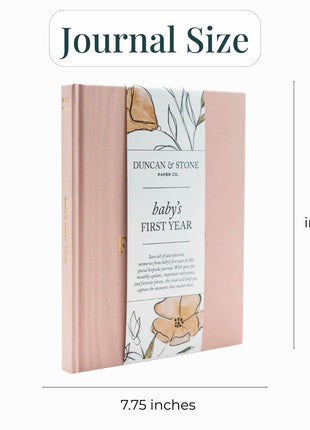 Duncan & Stone Baby Book First Year Memory Keepsake, Linen, Cream | Record milestones, photos & ultrasounds in a 112-page linen baby book; a boy or girl new mom keepsake gift