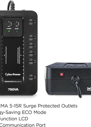 CyberPower EC750G Ecologic UPS Battery Backup and Surge Protector