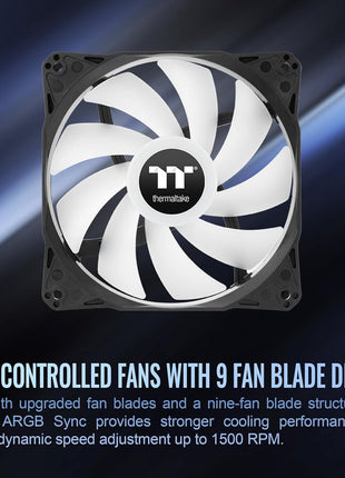 Thermaltake LE120 ARGB PWM Fan (3 Pack), PWM controlled 500~1500 rpm, 5V Motherboard Sync, 16.8 Million Colors 9 Addressable LEDs, Airflow 66.1 CFM, 120mm Hydraulic Bearing, Case Fan, CL-F204-PL12SW-A