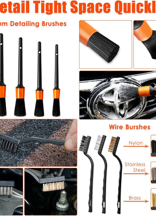 Car Detailing Kit Interior Cleaner, 17Pcs Car Cleaning Supplies with High Power Portable Car Vacuum, Detailing Brush Set, Windshield Cleaner, Orange Car Accessories for Women Men Teens Kids